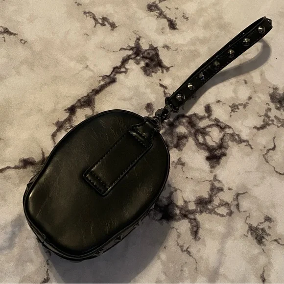 💀 Molded Skull Studded Evening Wristlet Belt Bag Pouch - Picture 7 of 9